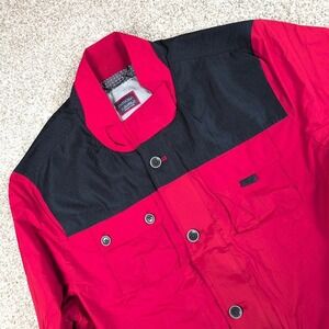 Untuckit Mens‎ XX Large Jacket Red Black Nylon Blend Button Up Lightweight Coat
